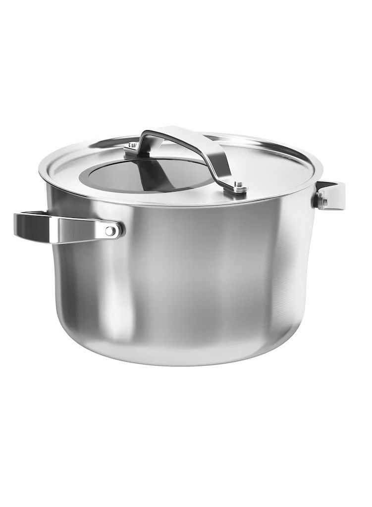 قدر مع غطاء، ستنلس ستيل / رمادي 5.5 لتر - Image 1