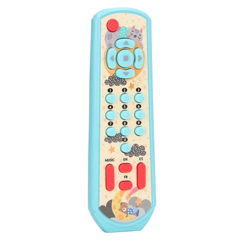 Blue Tv Remote Control Toy Trilingual Switching Sound Light Functions - Educational Remote Toy for Toddlers Early Education Baby Shower Gifts - Image 3