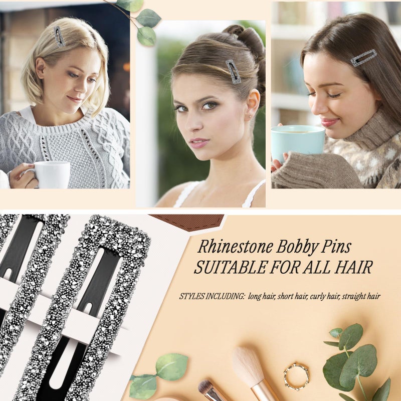 Kanprincess Rhinestone and Crystal Hair Clips 2-Pack, Sparkly Barrettes & Elegant Bling Accessories for Women & Girls(Set9) - Image 5