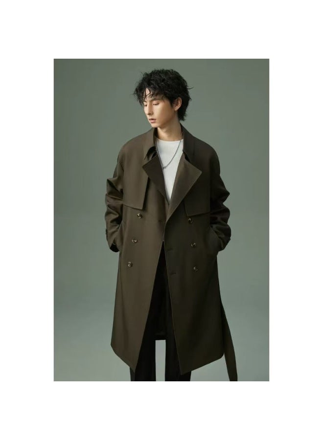 Trendy New Mid-length Trench Coat Popular Harajuku Versatile Stylish Simple Lazy Artistic Style
