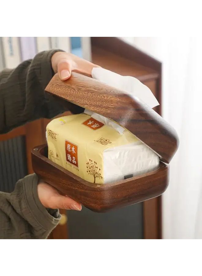 Natural Solid Wood Textured Tissue Box Holder Paper Towel Box For Home Office - Image 5