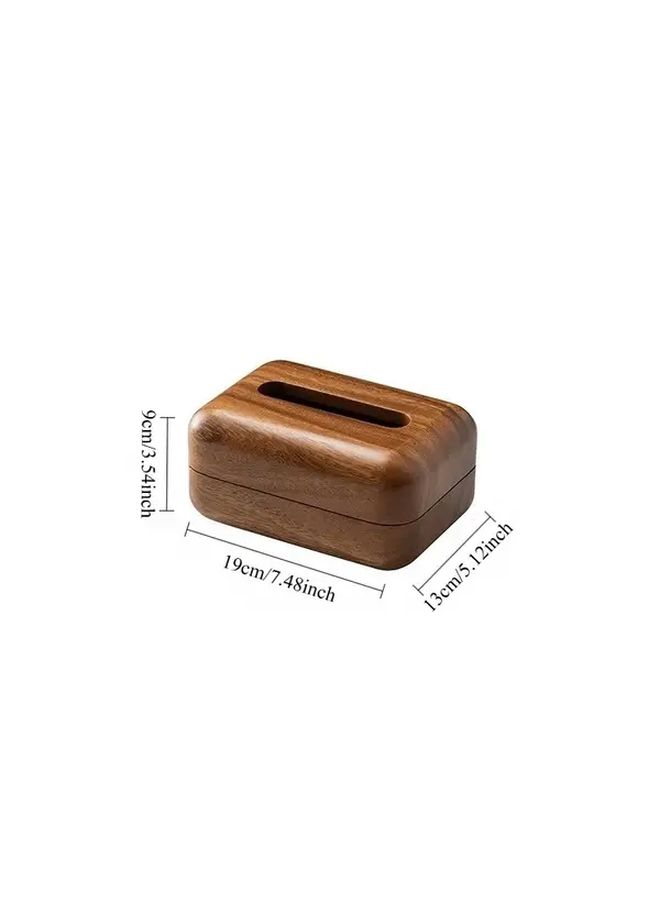 Natural Solid Wood Textured Tissue Box Holder Paper Towel Box For Home Office - Image 4