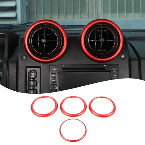 Lcojicep Car Central Control Air Vent Cover Trim Compatible with Hummer H2 2003-2007，Central Control A/C air Conditioner Air Vent Outlet Decorative Ring Protection Cover Accessories (red) - Image 1