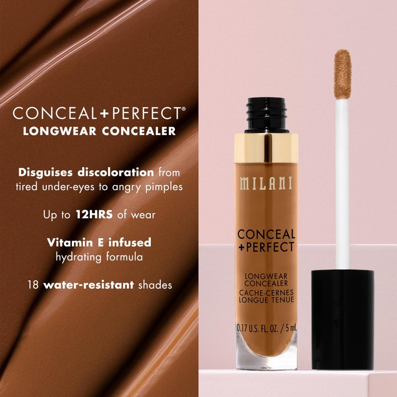 Milani Conceal + Perfect Longwear Concealer - Cool Sand (0.17 Fl. Oz.) Vegan, Cruelty-Free Liquid Concealer - Cover Dark Circles, Blemishes & Skin Imperfections for Long-Lasting Wear - Image 3