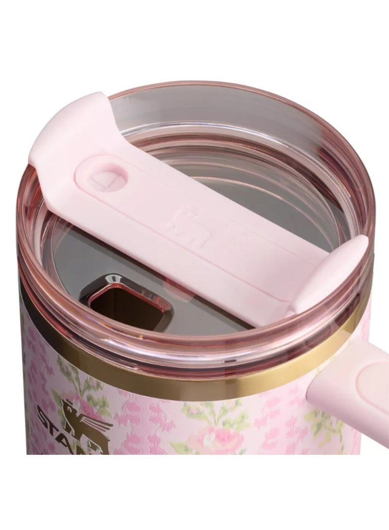 Stanley The Quencher H2.0 Tumbler With Handle And Straw 40 oz Flowstate 3-Position Lid Cup Holder Compatible For Travel Insulated Stainless Steel Cup BPA-Free Stanley X LoveShackFancy Cup Vacuum Insulated Tumbler With Lid and Straw For Water, Iced Tea Or Coffee, Smoothie And More Blooming Heirloom  - Image 3