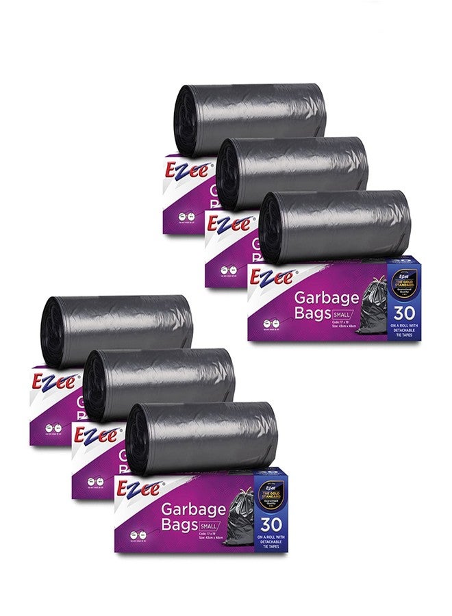 Ezee Garbage Bags for Dustbin / Trash Bag | 180 piece | Small 17 X 19 Inches | 30 Pcs x Pack of 6, Plastic - Image 1