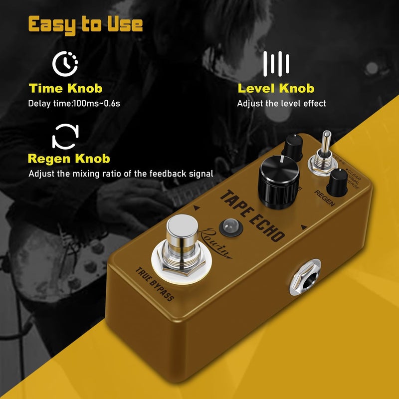 Rowin Tape Echo Delay Digital Guitar Effect Pedal with Storage Function for Timbre and Sound. - Image 2