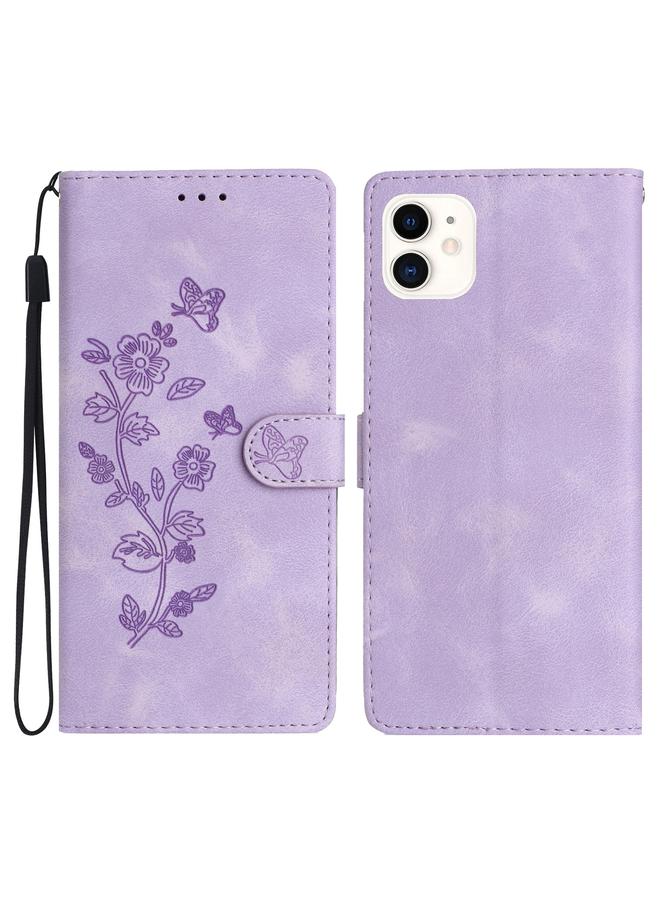 Zaboon Case For iPhone 12 mini Flower Butterfly Embossing Pattern Leather Phone Case - Image 1