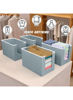 Kuber Industries Kuber Industries Stylish Shirt Organizer for Wardrobe|Foldable Non Woven Shirt Stacker|Drawer Storage Unit For Closet Cuboard|Clothes Storage box|Pack of 2 (Grey)  - Image 2