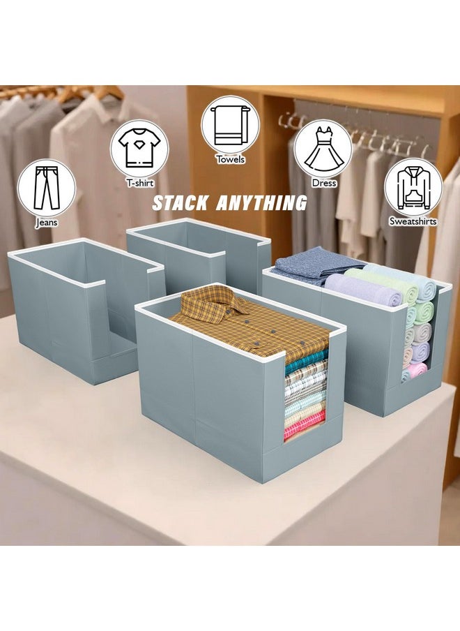 Kuber Industries - Kuber Industries Stylish Shirt Organizer for Wardrobe|Foldable Non Woven Shirt Stacker|Drawer Storage Unit For Closet Cuboard|Clothes Storage box|Pack of 2 (Grey) - Image 1