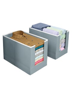 Kuber Industries Kuber Industries Stylish Shirt Organizer for Wardrobe|Foldable Non Woven Shirt Stacker|Drawer Storage Unit For Closet Cuboard|Clothes Storage box|Pack of 2 (Grey)  - Image 1