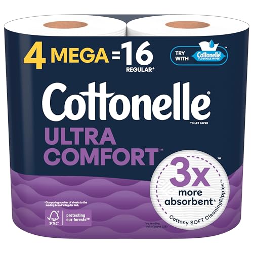 Cottonelle Ultra Comfort Soft Toilet Paper, 4 Mega Rolls = 16 Regular Rolls - Image 1