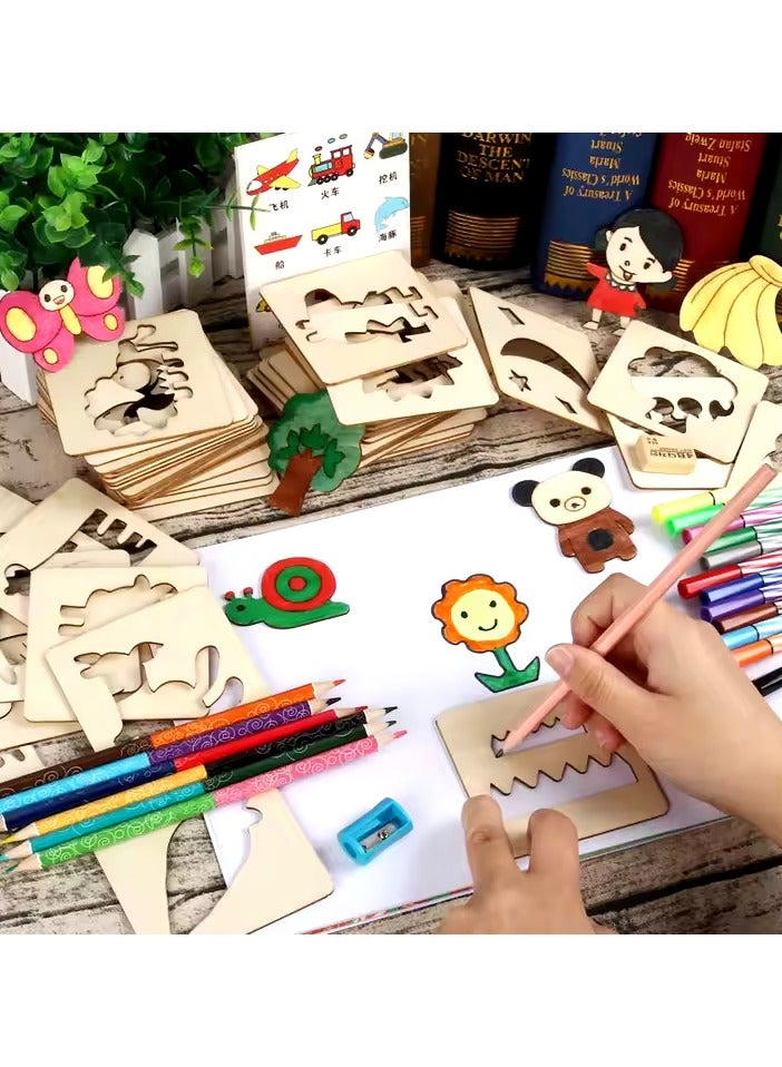 general 3D drawing puzzle set with 20 unique themes  2 drawing pen, introduce drawing to young learners with the 2024 New Design, Montessori Toys. This 3D puzzle set includes various themes (animal, ve - Image 1