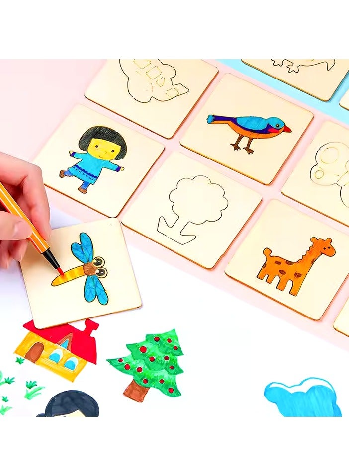 general 3D drawing puzzle set with 20 unique themes  2 drawing pen, introduce drawing to young learners with the 2024 New Design, Montessori Toys. This 3D puzzle set includes various themes (animal, ve - Image 4