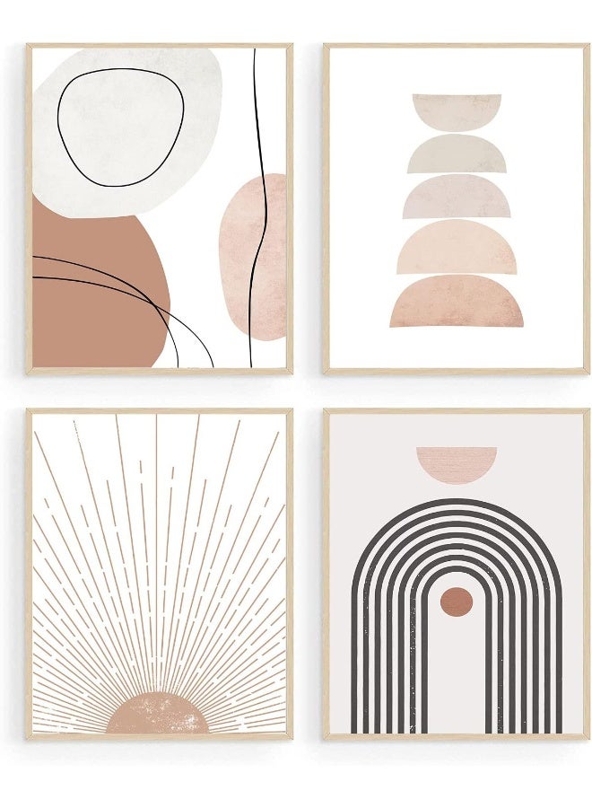 Home Trove ASTRDECOR Minimalist Boho Wall Art Mid Century Modern Decor Geometric Sun Rising Beige Decor Abstract Wall Art Boho Prints Modern Art Wall Decor (11x14inch UNFRAMED)  - Image 1