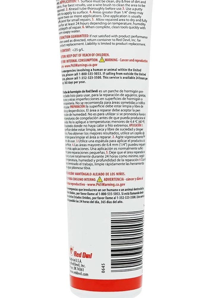 Red Devil 0645 Pre-Mixed Concrete Patch Squeeze Tube - 5.5 oz - Image 2