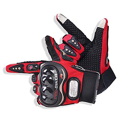 CHCYCLE Motorcycle Gloves Touch Screen Summer Motorbike powersports Protective Racing Gloves (L-Red) - Image 1