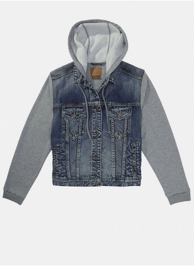 American Eagle AE Classic Denim Mixed Media Jacket  - Image 4