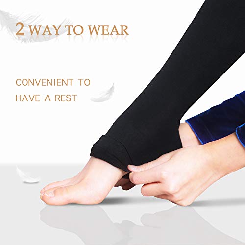 HETH Ballet Tights for Girls - Ultra Soft Dance Tights Convertible Black Tight (Toddler/Kids,Large,2pcs) - Image 3