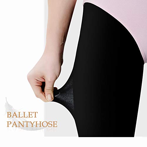 HETH Ballet Tights for Girls - Ultra Soft Dance Tights Convertible Black Tight (Toddler/Kids,Large,2pcs) - Image 2