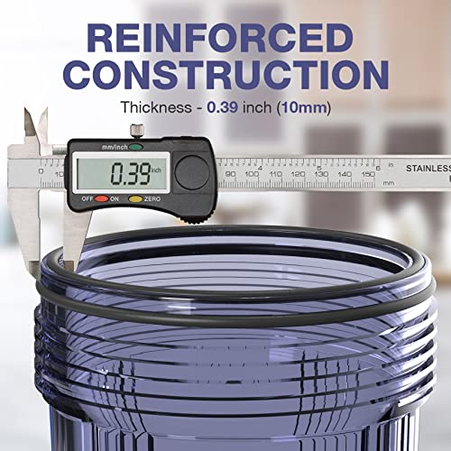 SimPure Whole House Water Big Filter Housing (DB10C), 10" x 4.5", Blue for Whole Home Water Filtration, Sediment Water Filter System for Well, 1" NPT Brass Port (Clear Housing) - Image 3