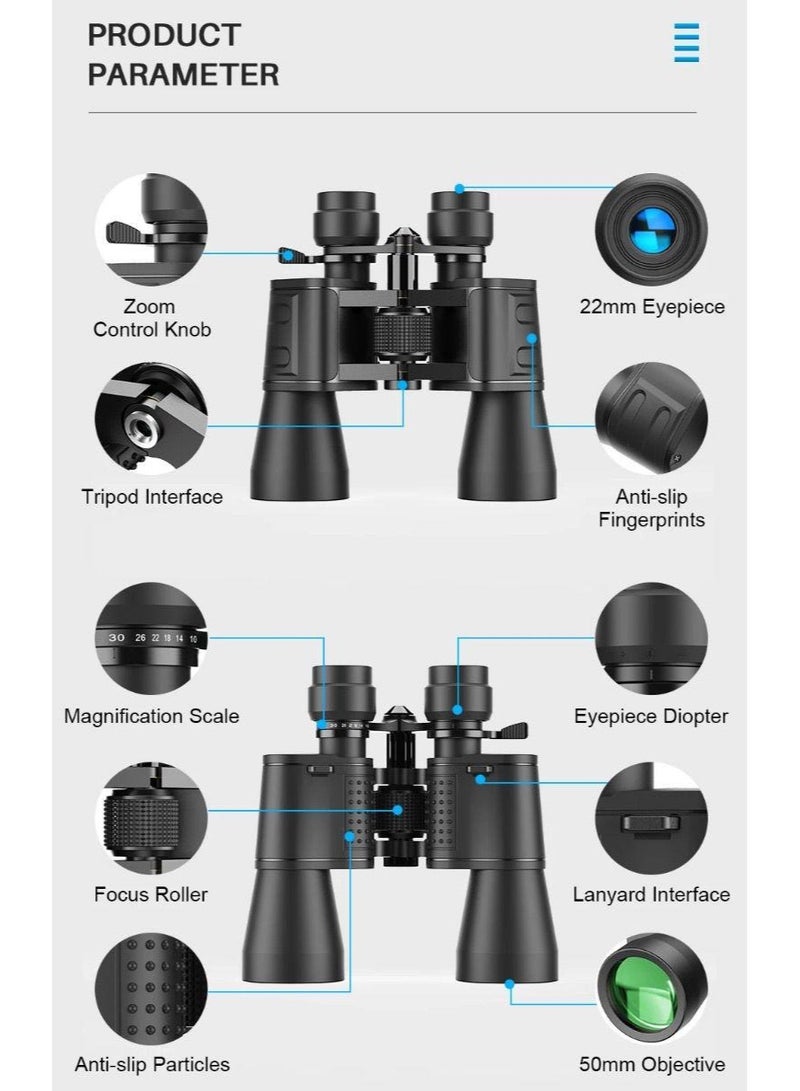 Generic Binoculars with Optical Zoom Lens 30X Powerful Magnification with 50MM Large Caliber, Compact High Resolution Binoculars for Camping, Hiking, Bird Watching and Outdoor Exploring  - Image 4