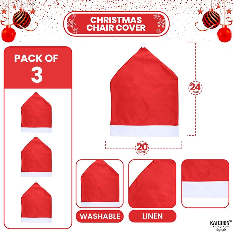 KatchOn Christmas Chair Covers Set of 3  24x20 Inch  Santa Hat  Christmas Chair Covers  Indoor Home Decor - Image 2