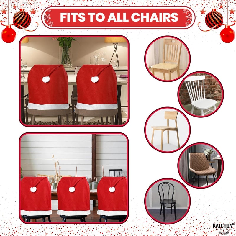 KatchOn Christmas Chair Covers Set of 3  24x20 Inch  Santa Hat  Christmas Chair Covers  Indoor Home Decor - Image 4