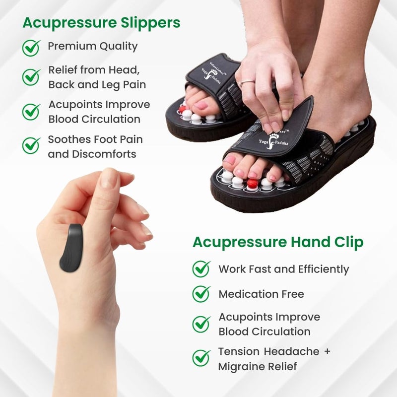 ValueLinker ™ Acupressure Foot Massager Slippers | Get FREE Sugar Control Hand Clip | Reflexology Massage for Blood Circulation | Overall Body Pain & Stress Relief | For Men & Women | Size - 5 - Image 3