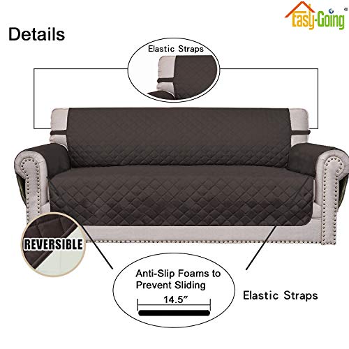 Easy-Going Reversible Oversized Couch Cover for 3 Cushion Couch Sofa Cover for Dogs Water Resistant Furniture Protector Cover with Foam Sticks for Pet (Oversized Sofa, Chocolate/Ivory) - Image 3