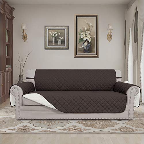 Easy-Going Reversible Oversized Couch Cover for 3 Cushion Couch Sofa Cover for Dogs Water Resistant Furniture Protector Cover with Foam Sticks for Pet (Oversized Sofa, Chocolate/Ivory) - Image 2