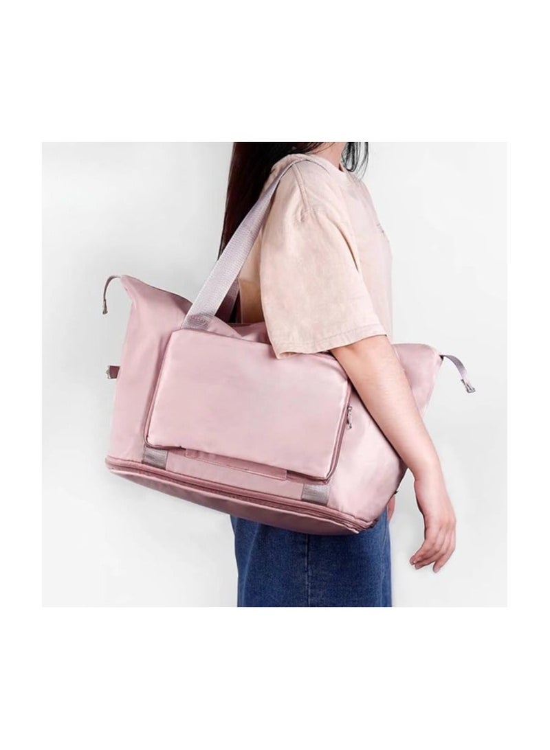 شنطة يد كبيرة توت من القماش الخشن محمولة وقابلة للطي بسعة كبيرة ومقاومة للماء مع فصل جاف ورطب للنساء، شنطة سفر رياضية قابلة للتوسيع للنساء (كشمير) - Image 2