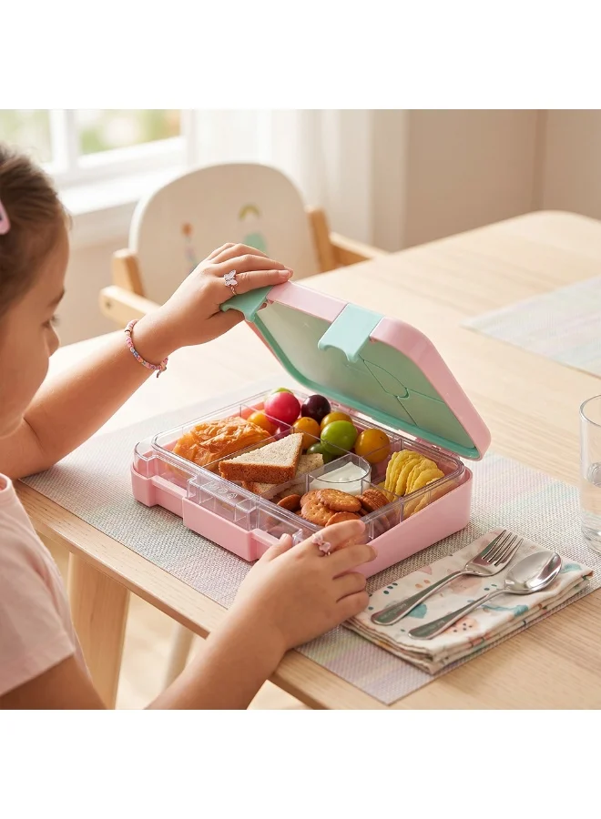 Eazy Kids Eazy Kids 6 & 4 Convertible Bento Lunch Box w/Steel Spoon & Fork Set - Always Believe Pink