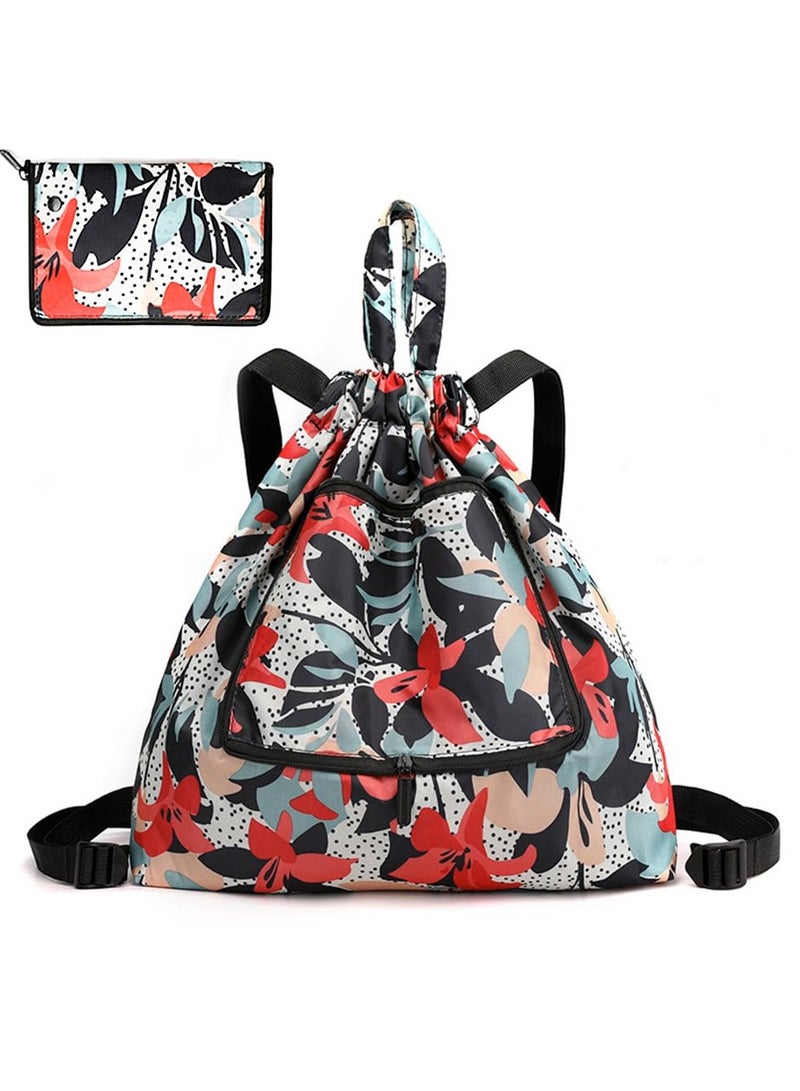 Waterproof Drawstring Bags, Foldable Gym Bags, Drawstring Travel Sports, Backpacks Casual Lightweight Outdoor Backpack, for Gym Shopping Hiking Sport Yog, for Men Women Girls Students - Image 1