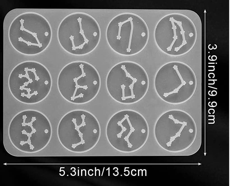 Artool Artool D36 Round Zodiac Molds Pendant Epoxy Resin Silicone Mold Ice Tray Star Zodiac Sign DIY Rectangle Silicone Resin Molds for Keychain Jewellery Making 12 Style - Image 2