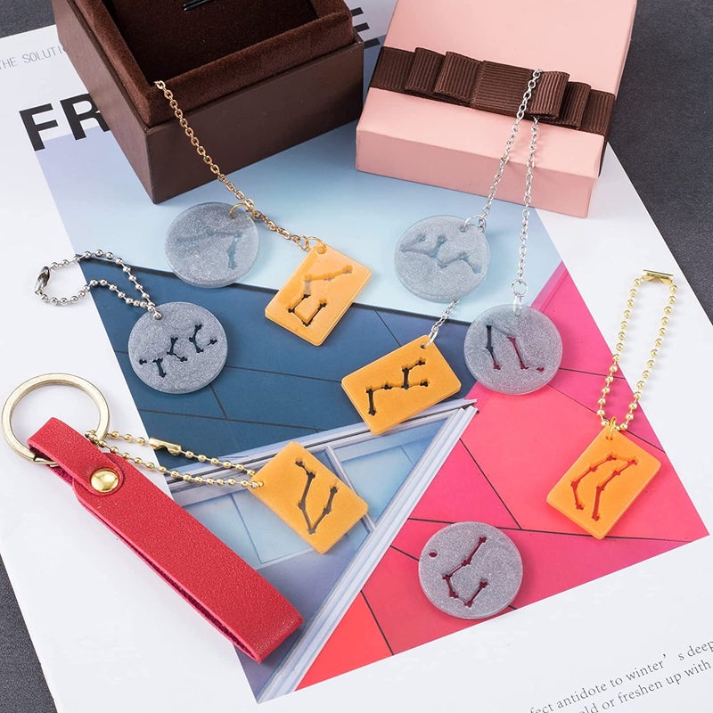 Artool Artool D36 Round Zodiac Molds Pendant Epoxy Resin Silicone Mold Ice Tray Star Zodiac Sign DIY Rectangle Silicone Resin Molds for Keychain Jewellery Making 12 Style - Image 5
