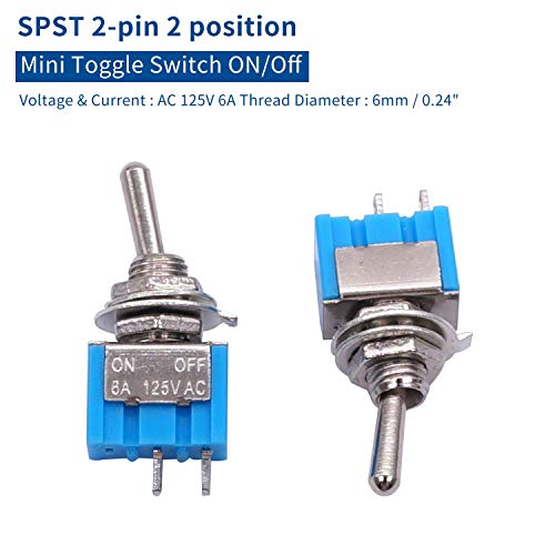 Taiss 10PCS SPST Mini Toggle Switch 2 Pin 2 Position ON/Off Miniature Toggle Switch 6A 125V MTS-101 - Image 3