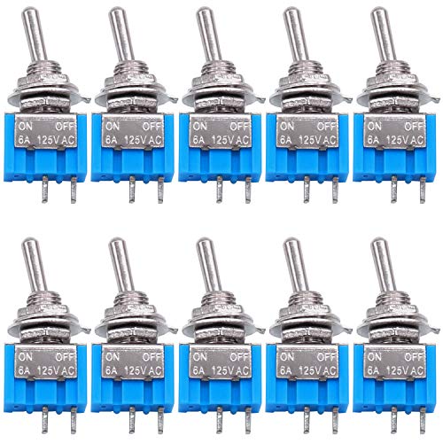 Taiss 10PCS SPST Mini Toggle Switch 2 Pin 2 Position ON/Off Miniature Toggle Switch 6A 125V MTS-101 - Image 1