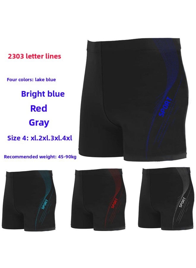 إسكدنيا سراويل سباحة رجالية متفجرة مضادة للإحراج، سراويل سباحة للشاطئ بزاوية مسطحة، ربيع حار، تجفيف سريع، فضفاض احترافي للسباحة للرجال - اللون: 2306# رمادي فاتح - - Image 5