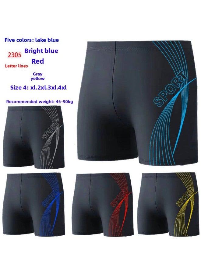 إسكدنيا سراويل سباحة رجالية متفجرة مضادة للإحراج، سراويل سباحة للشاطئ بزاوية مسطحة، ربيع حار، تجفيف سريع، فضفاض احترافي للسباحة للرجال - اللون: 2306# رمادي فاتح - - Image 3