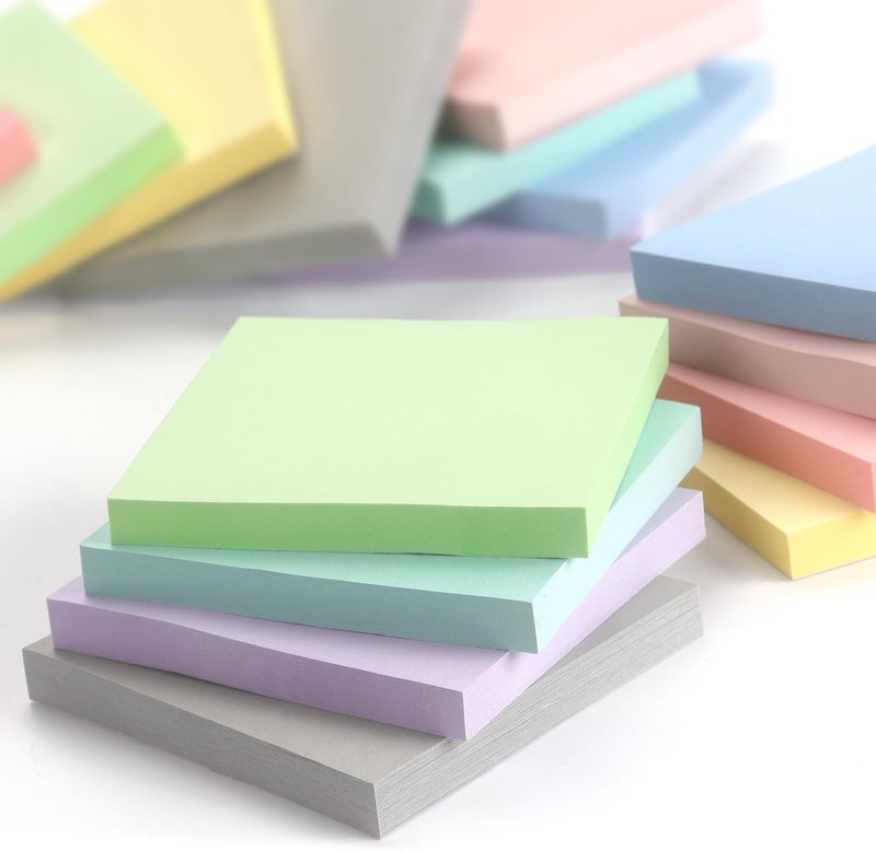 Eastern Wolf Sticky Notes 3x3 Inch, 8 Pads Light Colors Self-Adhesive, 8 Assorted Pastel Colors, 80 Sheets/Pad, Reusable Notepads for Office, School, and Home - Image 5