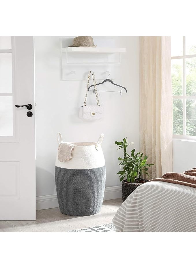 Brikipth Brikipth 1pc Cotton Rope Woven Hamper Handwoven Laundry Basket Home Storage Basket Bedroom Blankets Basket Laundry Organization And Storage For Bathroom Bedroom Laundry Home Decor  - Image 1