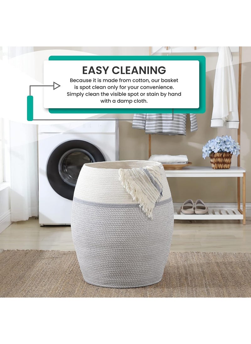 Brikipth Brikipth 1pc Cotton Rope Woven Hamper Handwoven Laundry Basket Home Storage Basket Bedroom Blankets Basket Laundry Organization And Storage For Bathroom Bedroom Laundry Home Decor  - Image 5