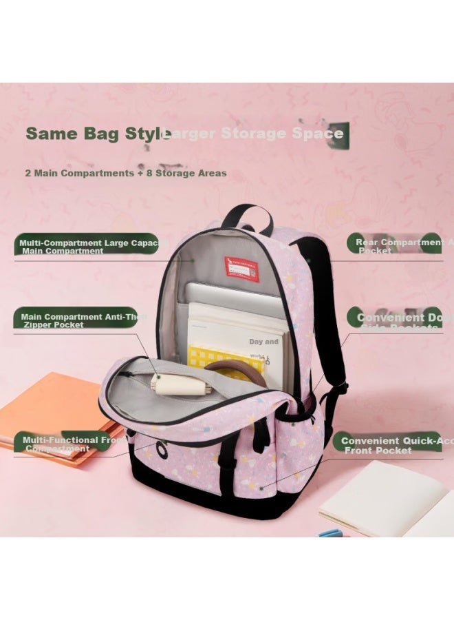Oiwas Children's Backpack For Grades 1-6 Boys And Girls Large Capacity Snoopy Collaboration School Bag Sakura Pink Jd Self-operated - Image 1