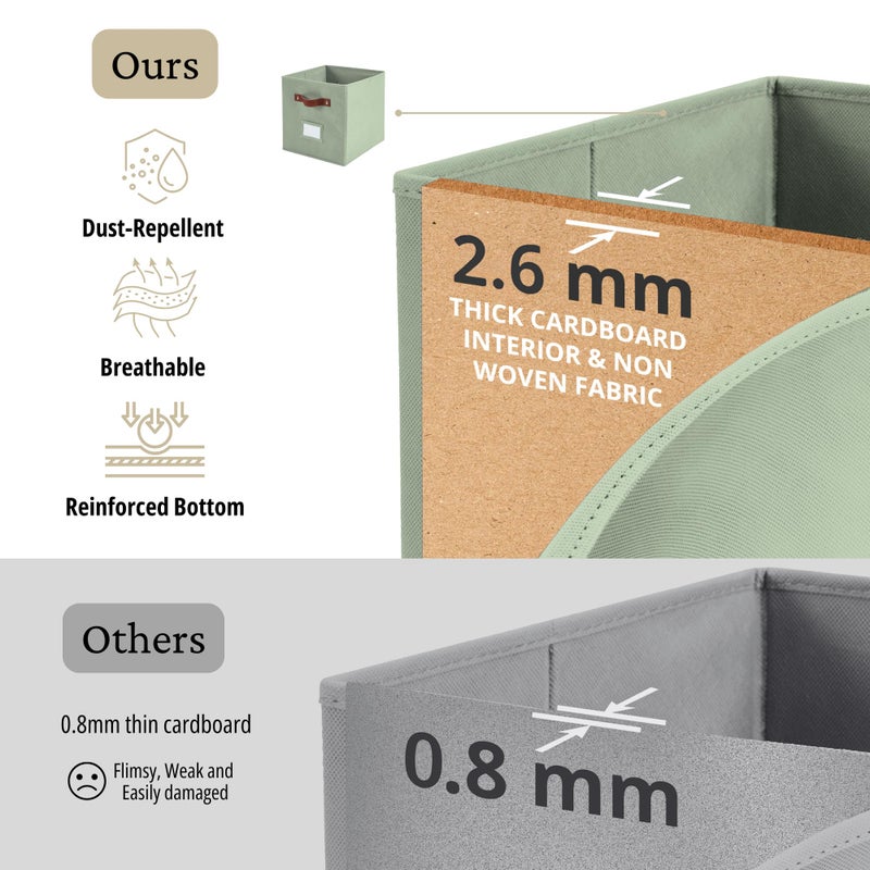 DECOMOMO Storage Cubes, 13x13x13 Storage Cube Bins with Labels, Fabric Organizer Bins (13" / 6pcs, Sage Green) - Image 5