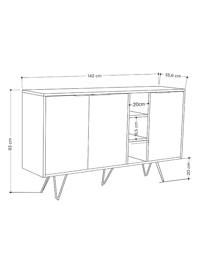 Mourah Home Clara Console  Modern Sideboard With 3 Doors And 3 Shelves  Storage Cabinet For Living Room Office Dining Room Kitchen Hallway  35.6X83X142 Cm Dark Brown/Matt Black Marble- 2 Years Warranty - Image 4
