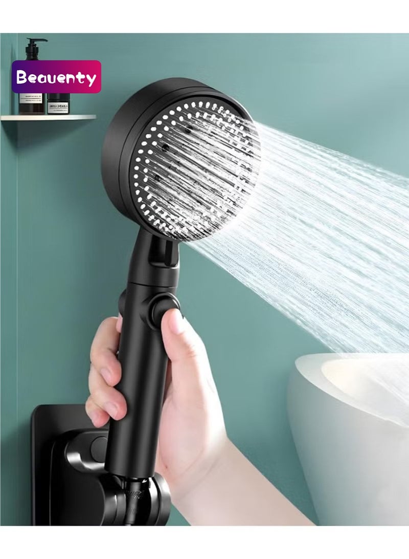 Beauenty High Pressure Shower Heads 5-Speed Adjustment,Hand Held Shower Head With Hose,One-Touch Switch Bathroom Shower Nozzle-Easy to Install Filtered Booster Hand Shower (Black) - Image 1