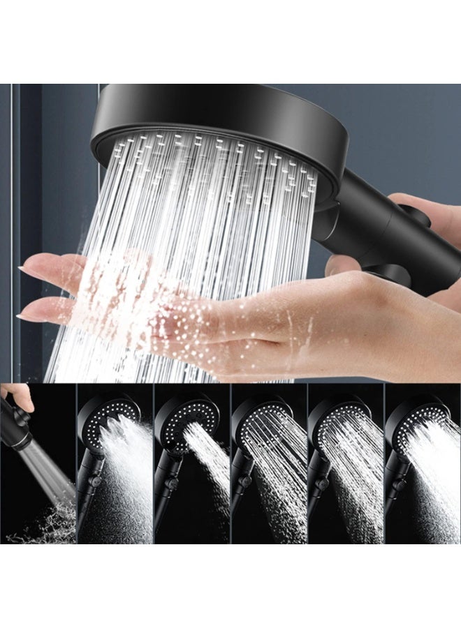 Beauenty High Pressure Shower Heads 5-Speed Adjustment,Hand Held Shower Head With Hose,One-Touch Switch Bathroom Shower Nozzle-Easy to Install Filtered Booster Hand Shower (Black) - Image 4