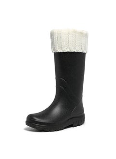 Generic Korean Fashion Waterproof Ladies Rain Boots Black [Cotton added]] 