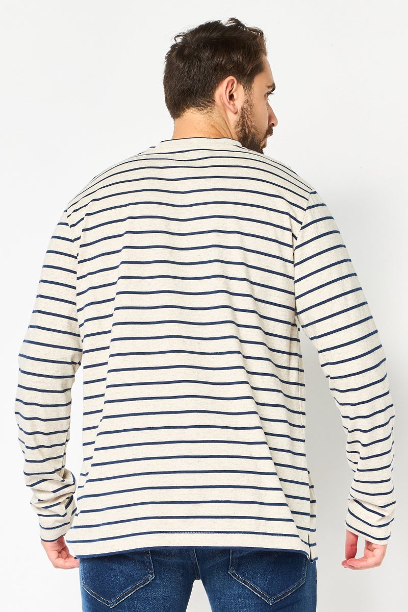 Celio Men Crew Neck Stripe Long Sleeve Sweatshirt, Multicolor - Image 3